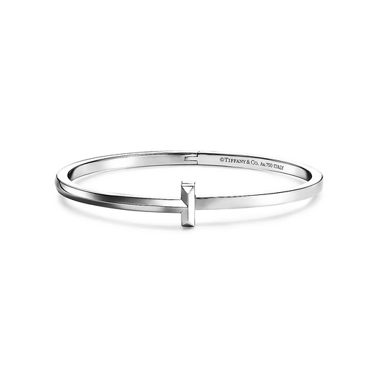 Tiffany T1 Narrow Hinged Bangle in White Gold