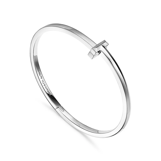 Tiffany T1 Narrow Hinged Bangle in White Gold